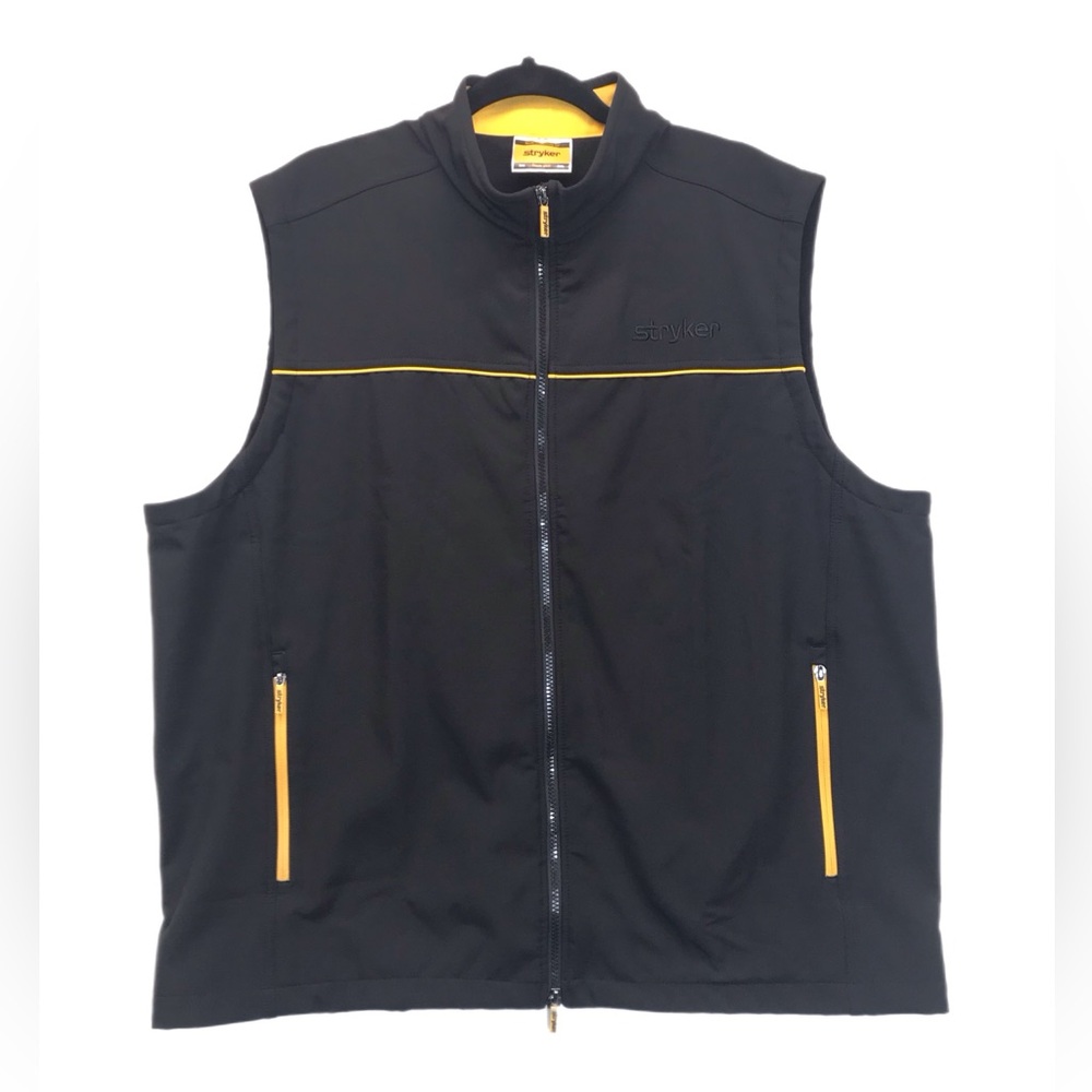 Stryker Men's Vest Full Zip Pockets Polyester Soft Shell Black‎ Yellow 2XL